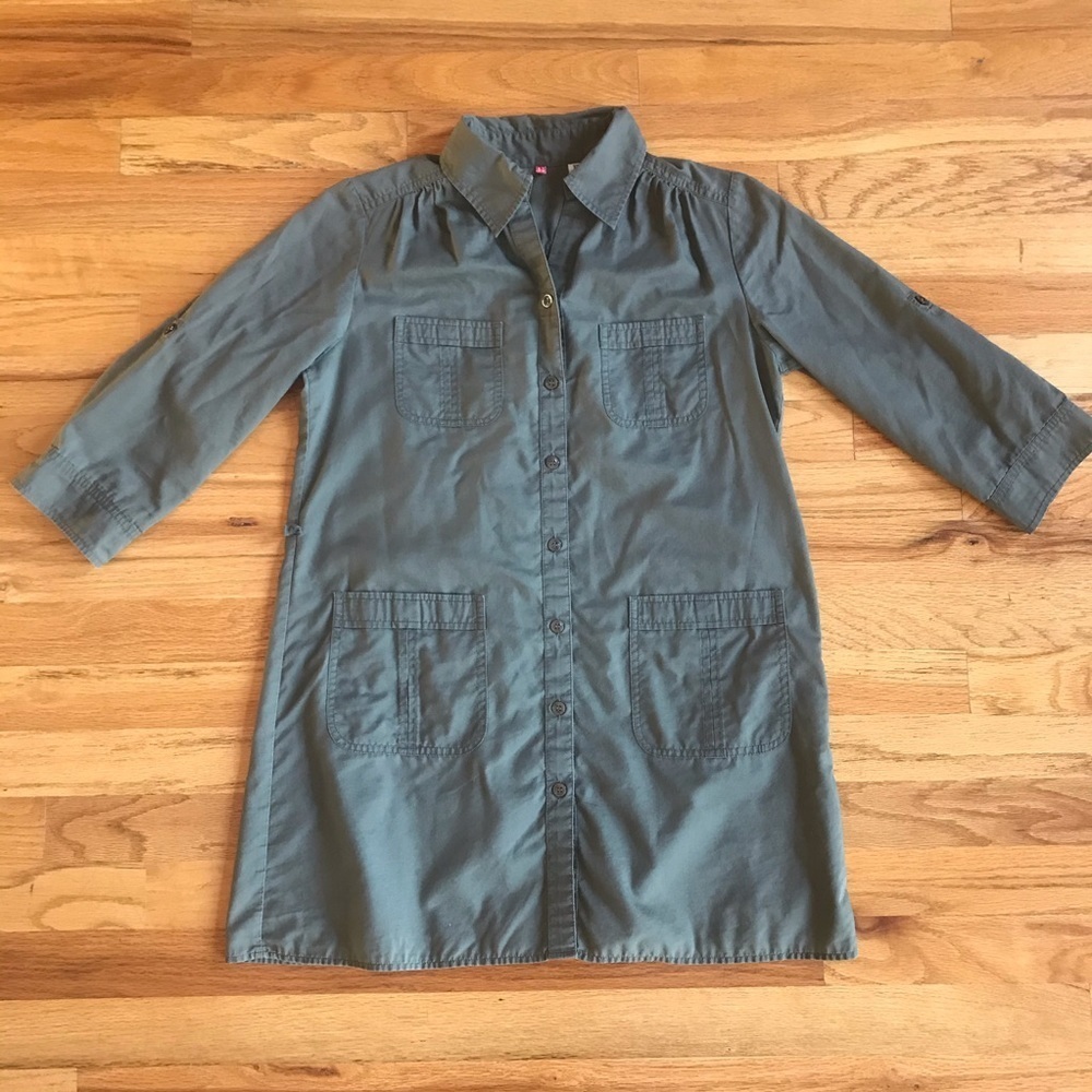 UNIQLO Olive Green Button Down Tunic XS - Picture 1 of 5